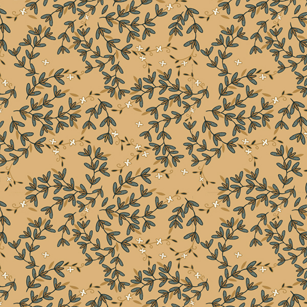 Интерьерная ткань Коптские листья (золотой фон)