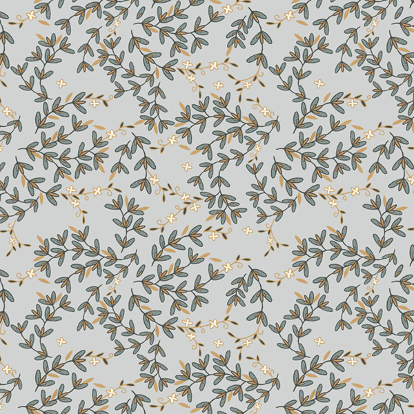 Интерьерная ткань Коптские листья (серый фон)