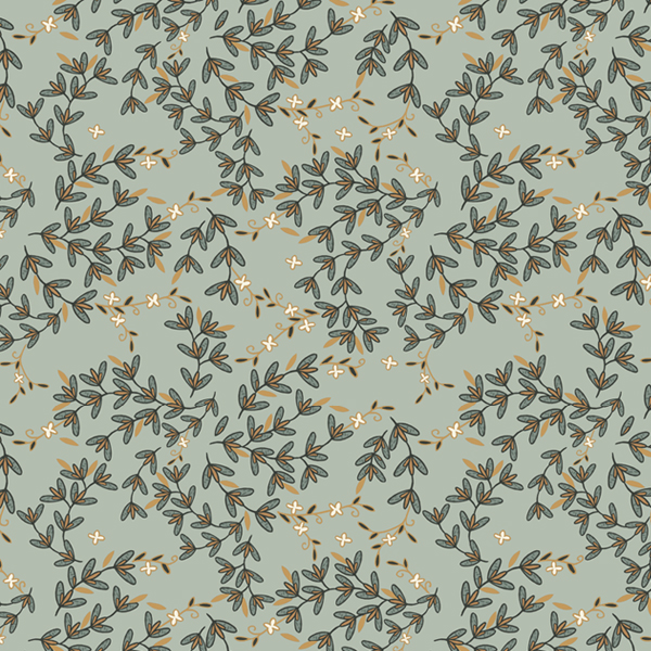 Интерьерная ткань Коптские листья (зеленый фон)