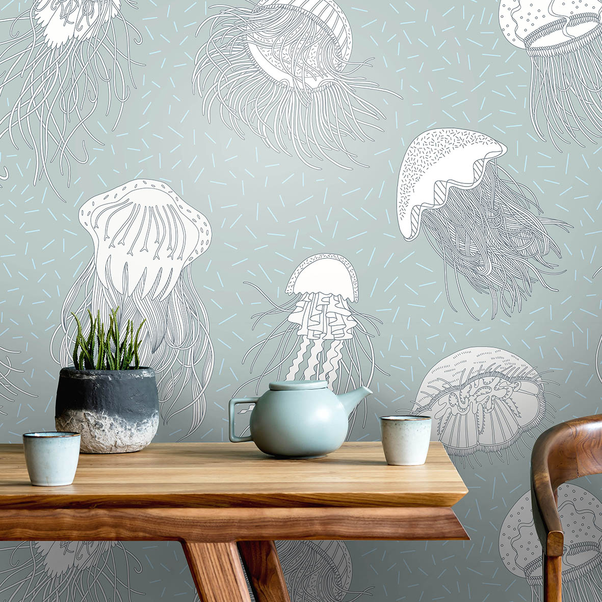 Обои Медузы (голубой фон)