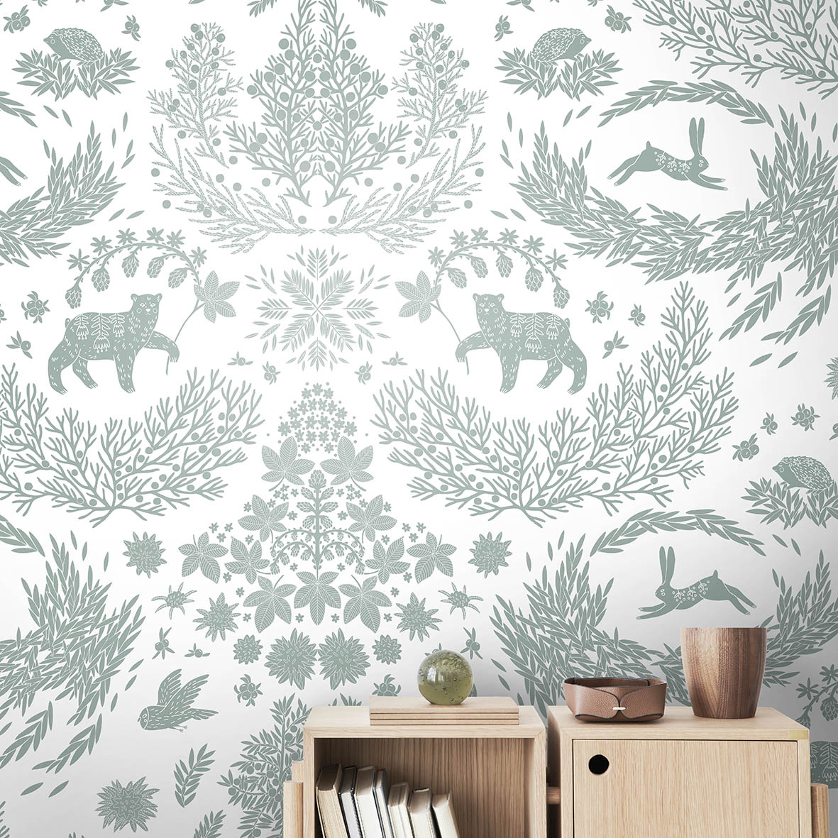 Обои Ошпи (монохром зеленый)