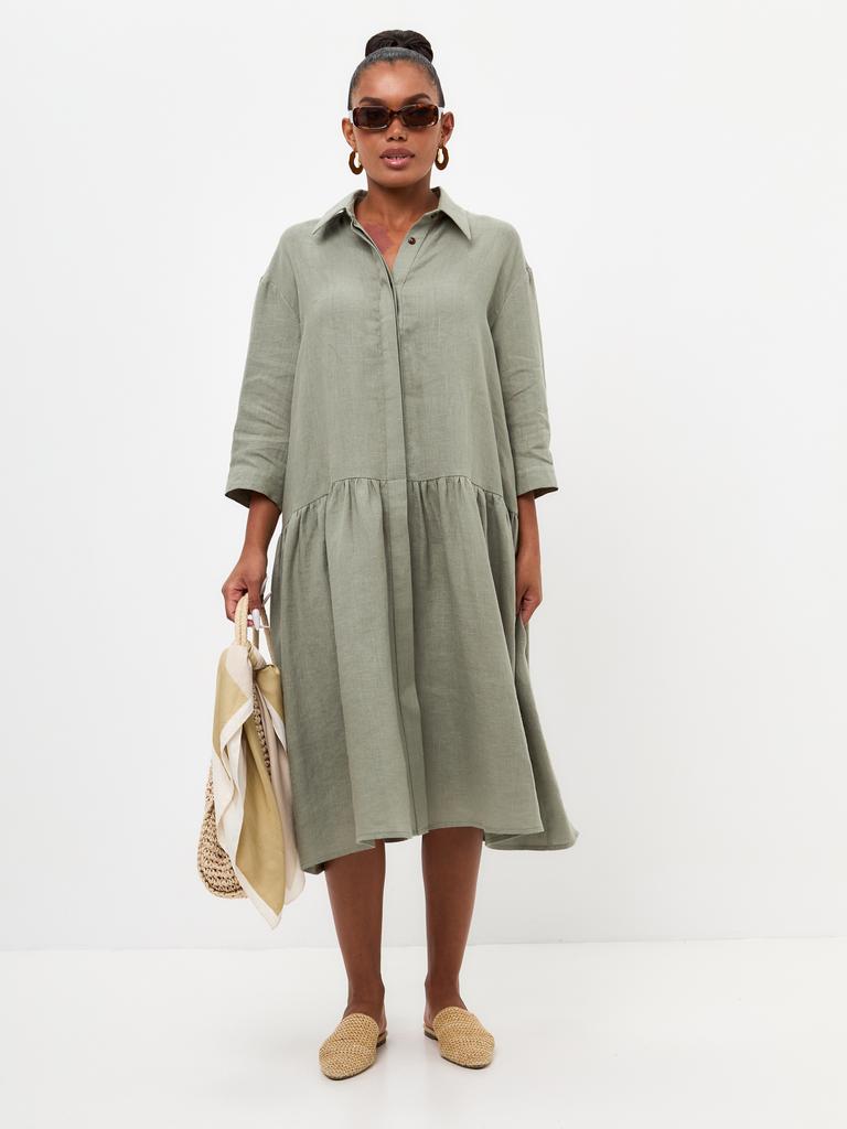 Платье волан миди Хаки