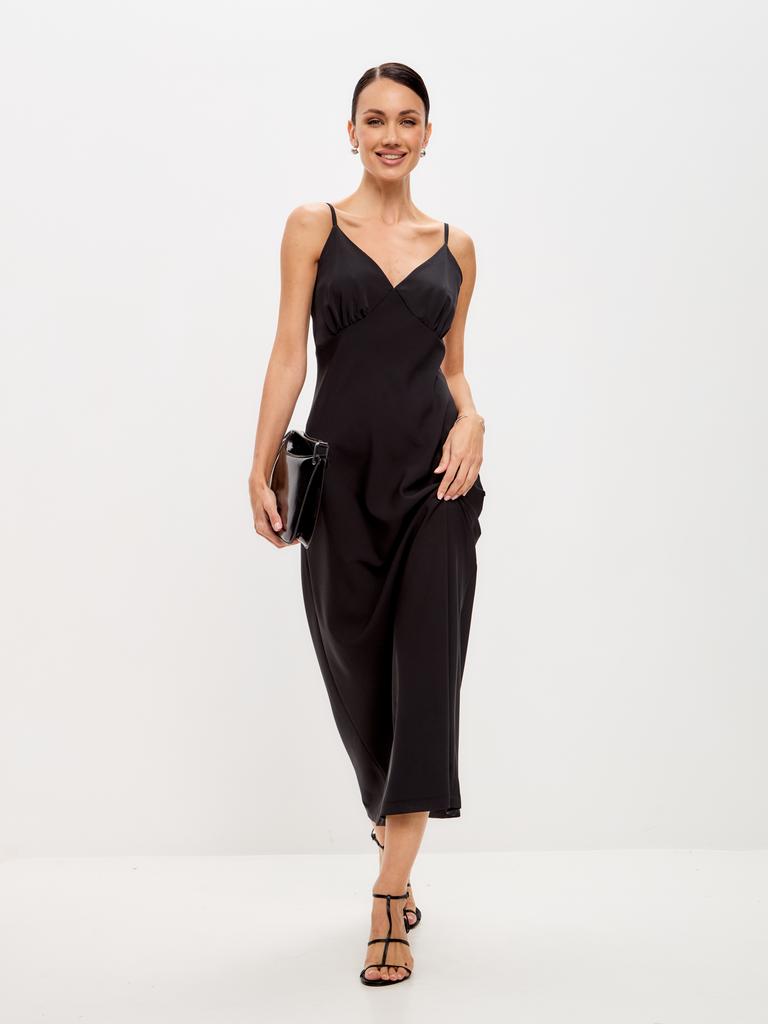 Платье миди черное