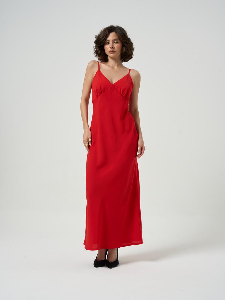 Платье миди красное