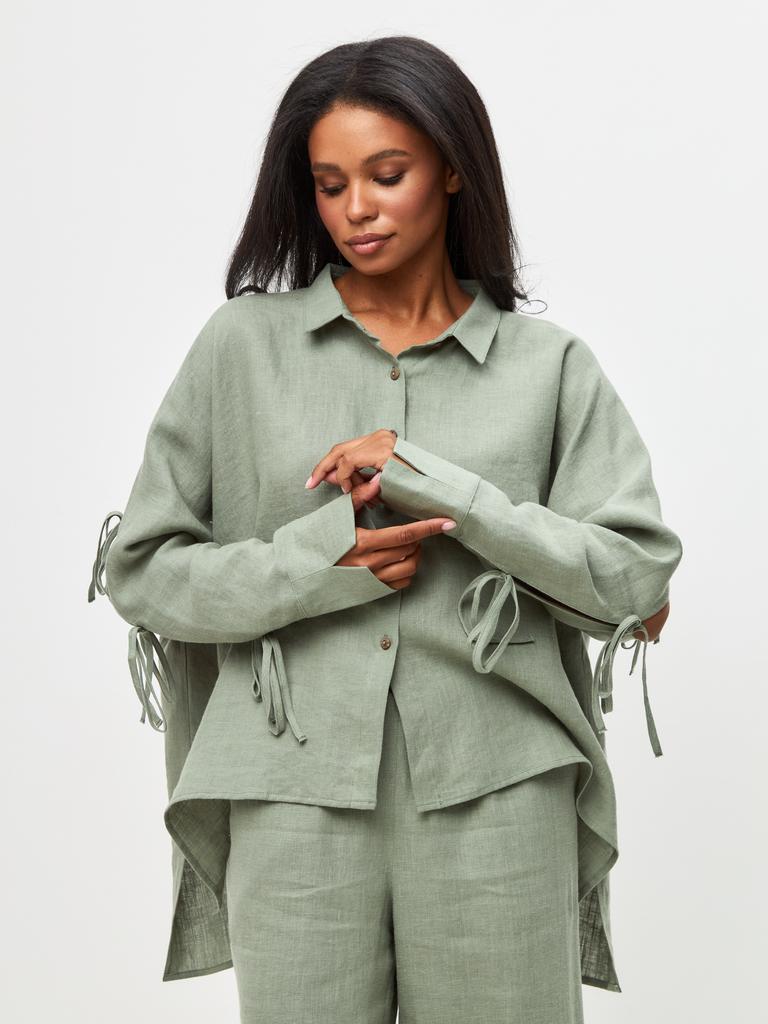 Рубашка на завязках Хаки