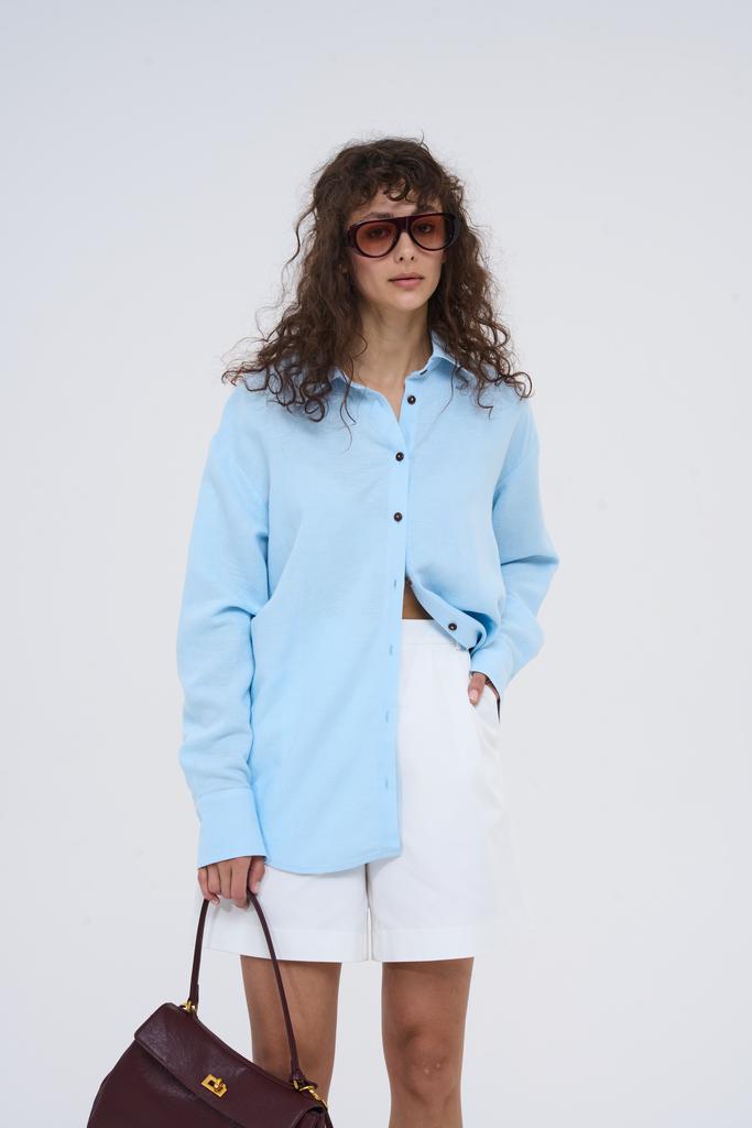 Рубашка прямого кроя голубая