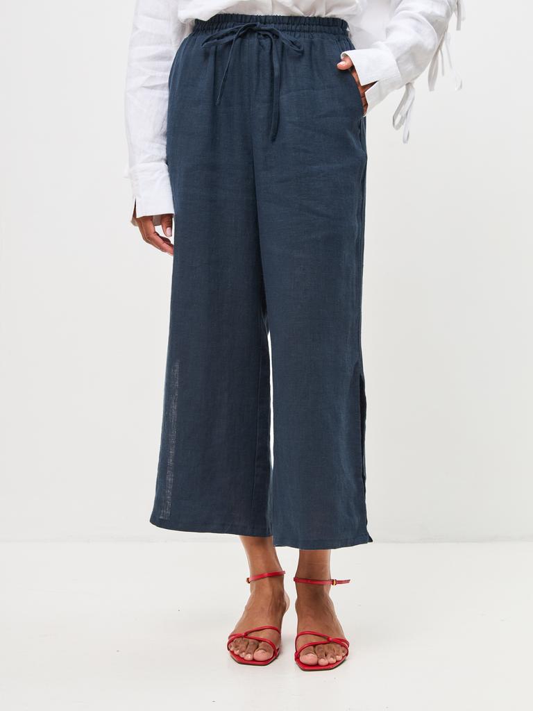 Брюки с разрезами синие