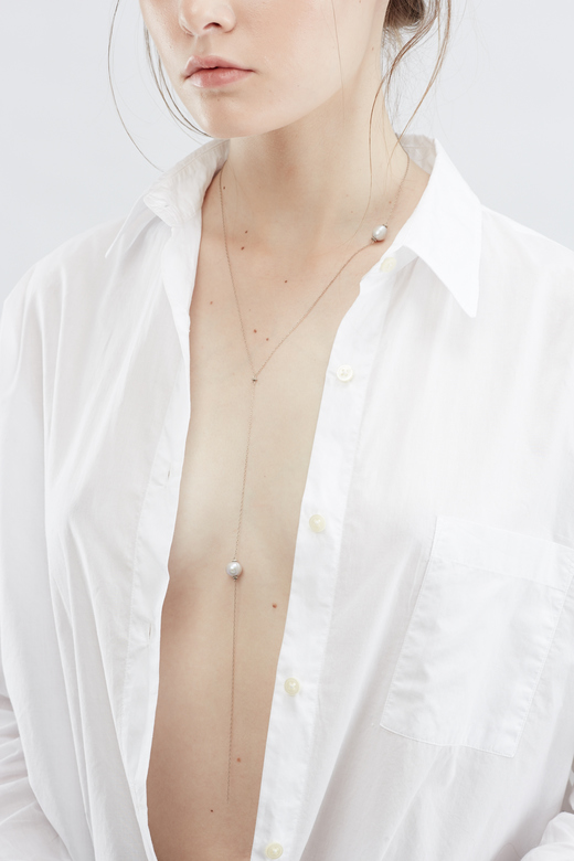 Подвеска-галстук "Basic" с двумя серыми жемчужинами