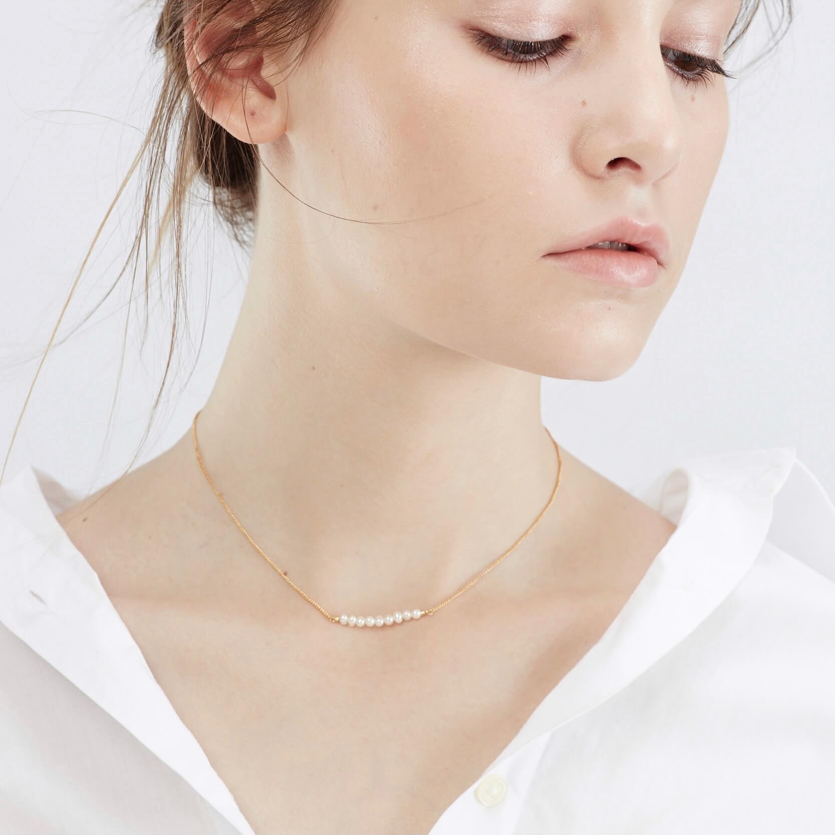 Колье "Basic" с мелким жемчугом, позолота
