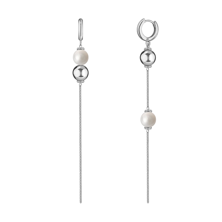 Серьги "Basic" с шариками и белым жемчугом