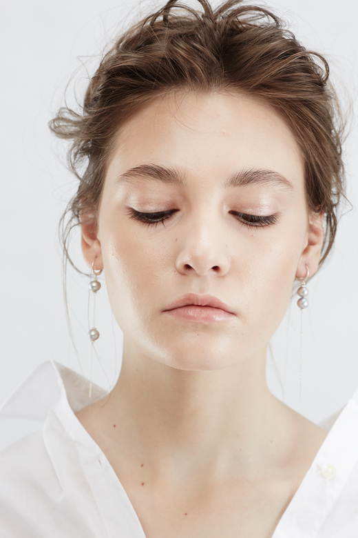 Серьги "Basic" асимметричные с 4мя серыми жемчужинами