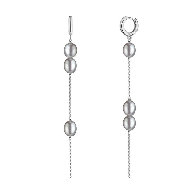 Серьги "Basic" асимметричные с 6ю серыми жемчужинами
