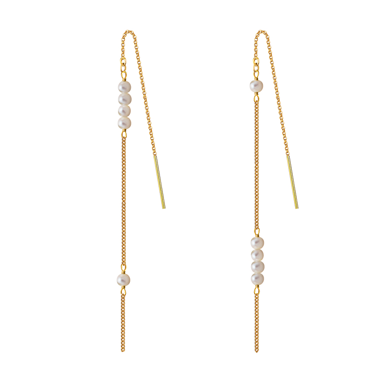 Серьги "Basic" асимметричные с мелким жемчугом, позолота