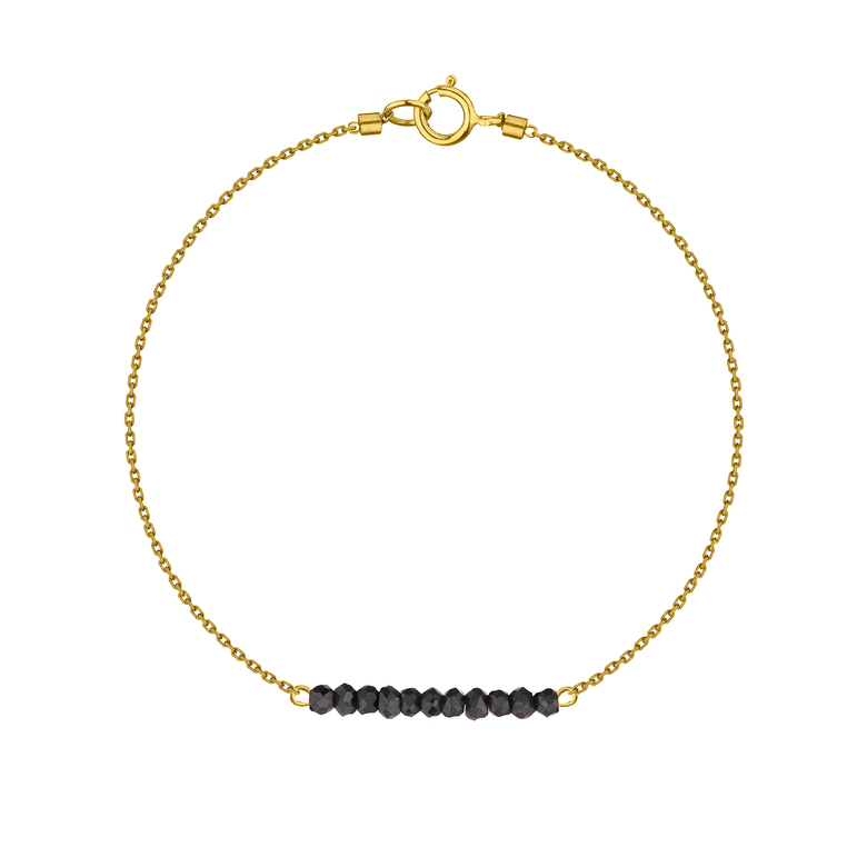Браслет "Basic" с черной шпинелью, позолота
