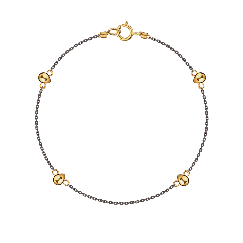 Браслет "Droplets", чернение и позолота