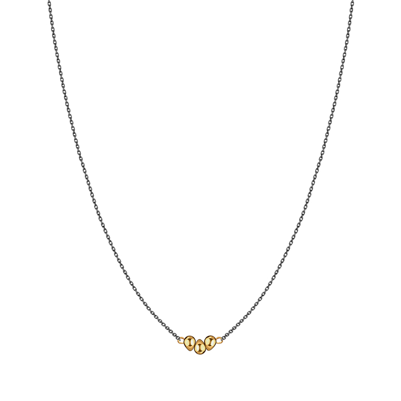 Подвеска "Droplets" с 3мя шариками, чернение и позолота