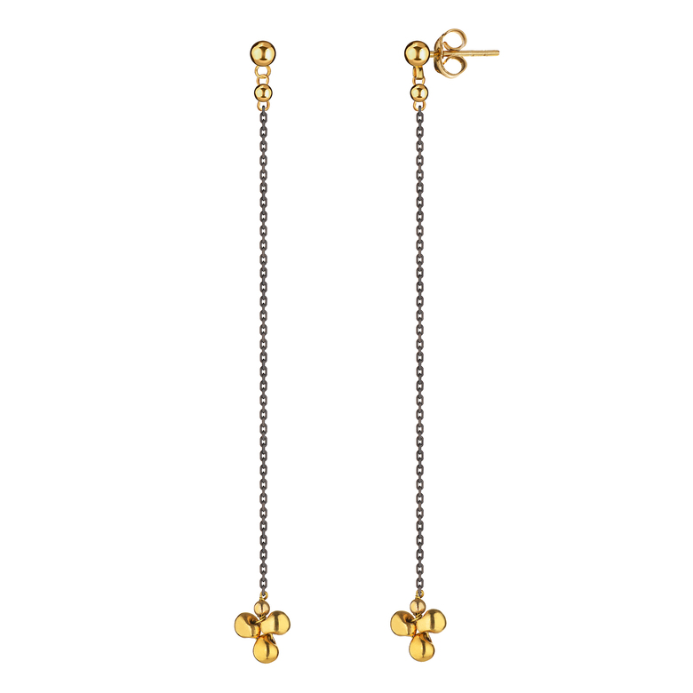 Серьги "Droplets", чернение и позолота