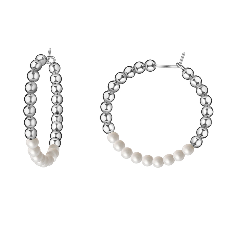 Серьги-кольца "Similarity" серебряный гематит