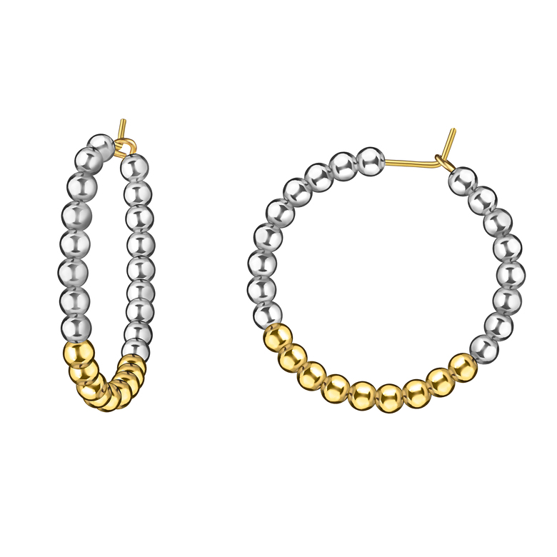 Серьги-кольца "Similarity" серебряный и золотой гематит