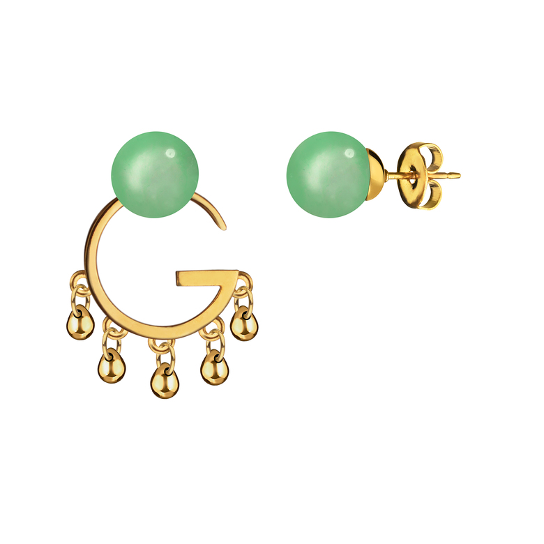 Асимметричные серьги "G" джекет с авантюрином