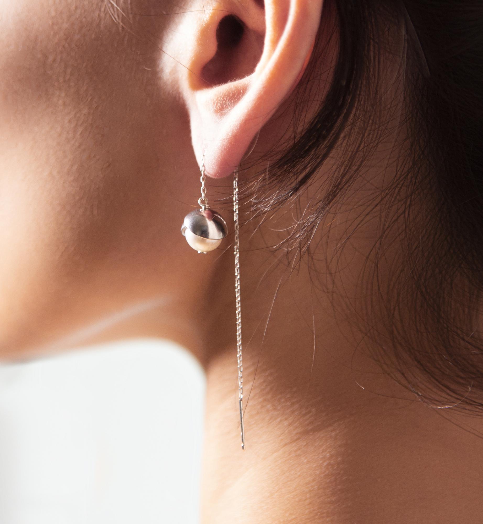 Серьги "Cotton" протяжки на концах хлопок