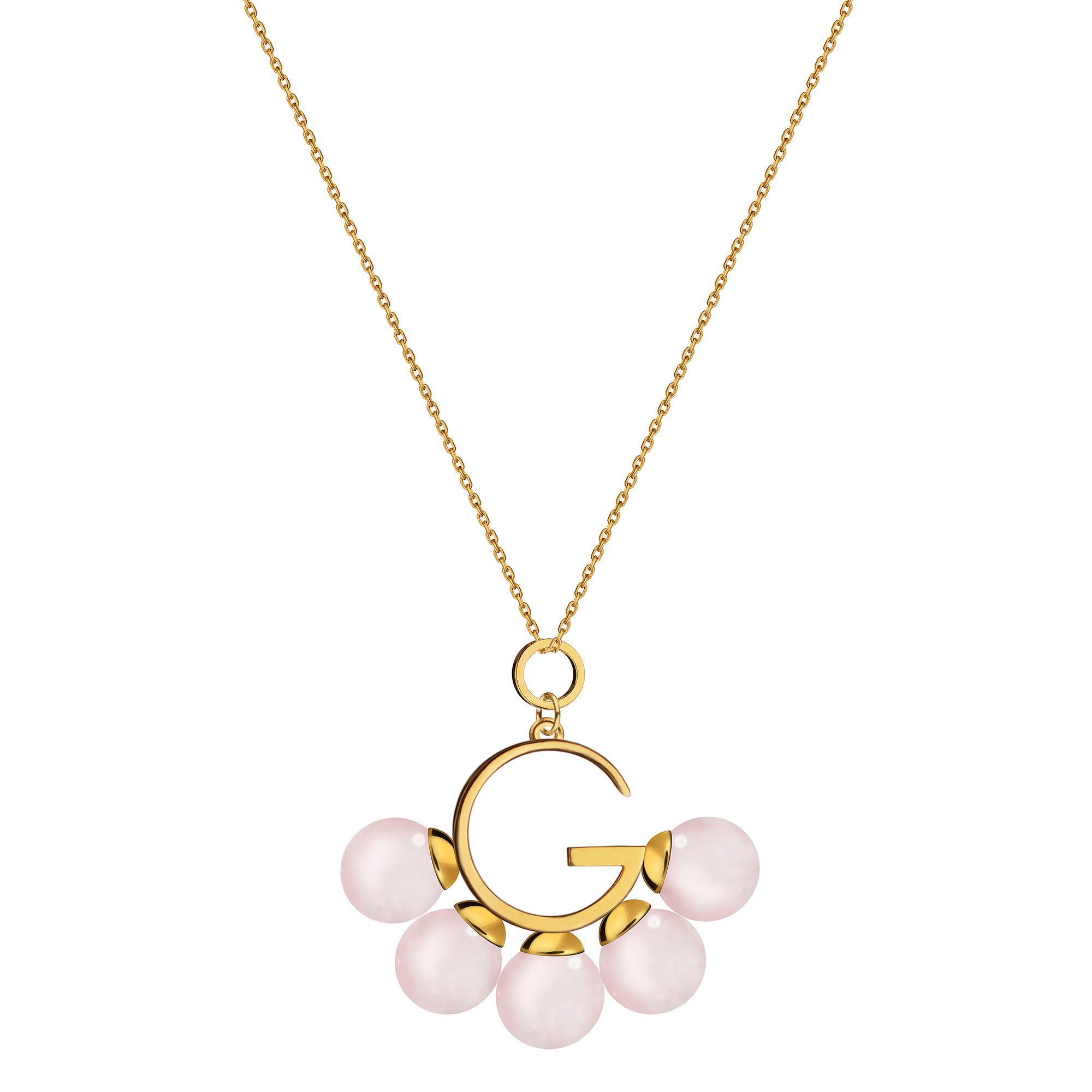 Подвеска G с розовым кварцем