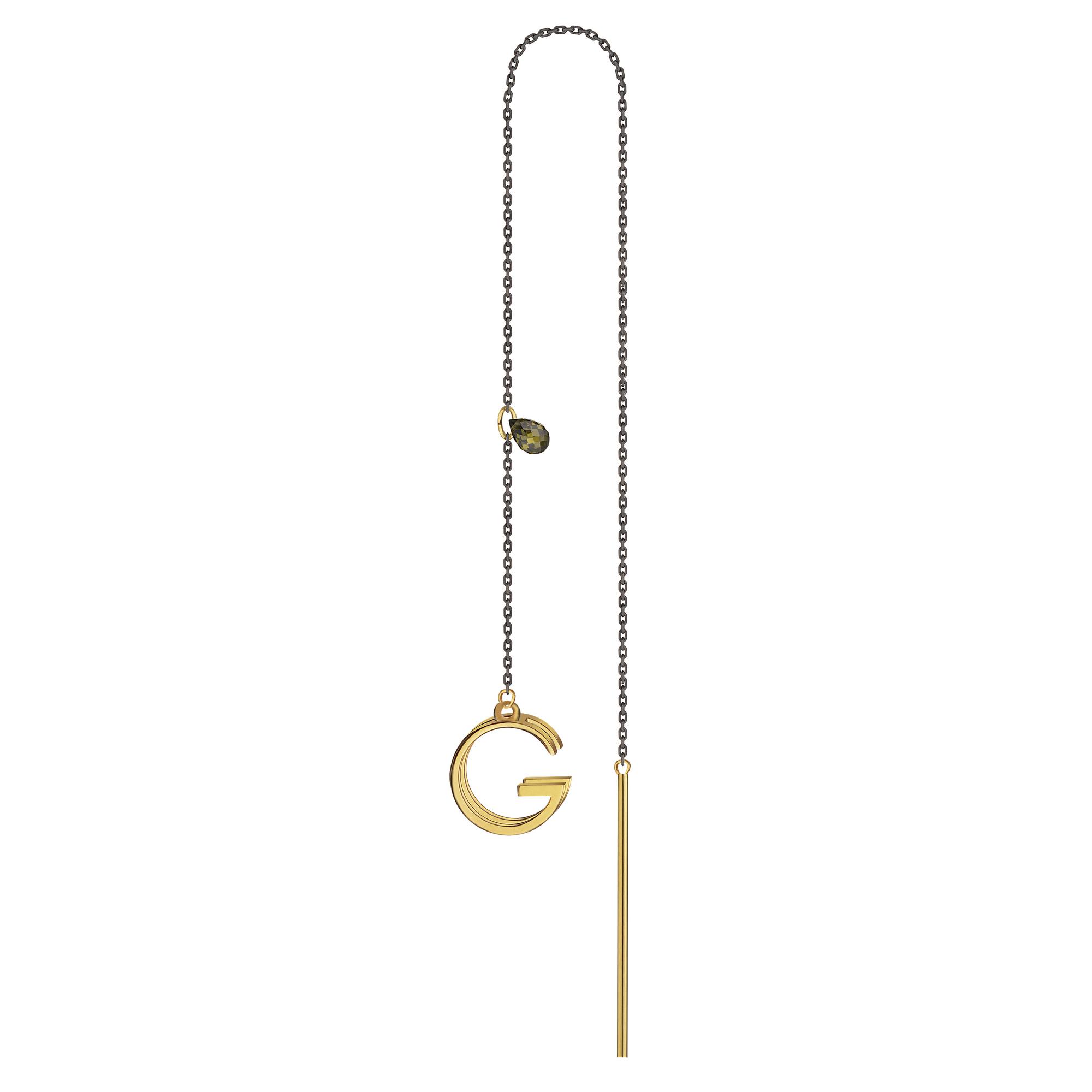 Моносерьга  G c  зеленым фианитом  Set Box