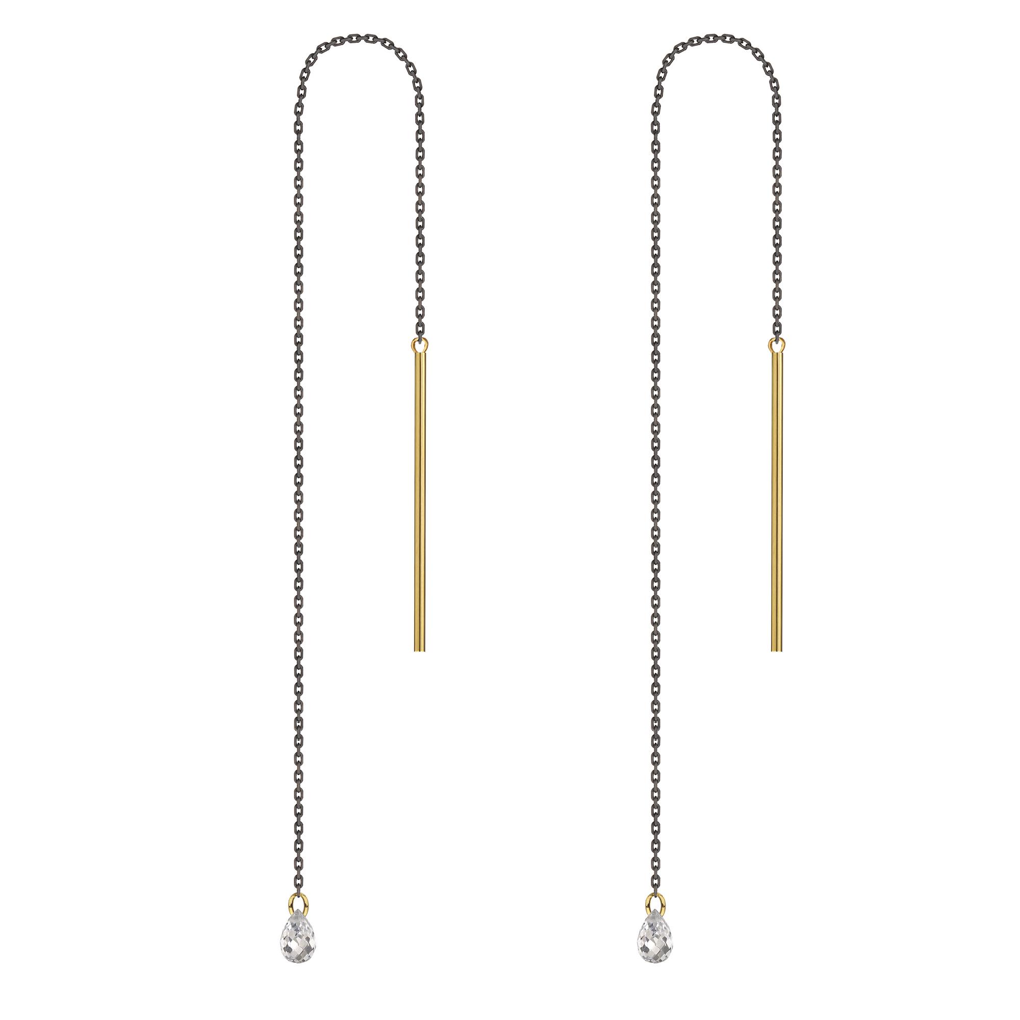 Серьги протяжки  White Drop Set 1 с прозрачным фианитом