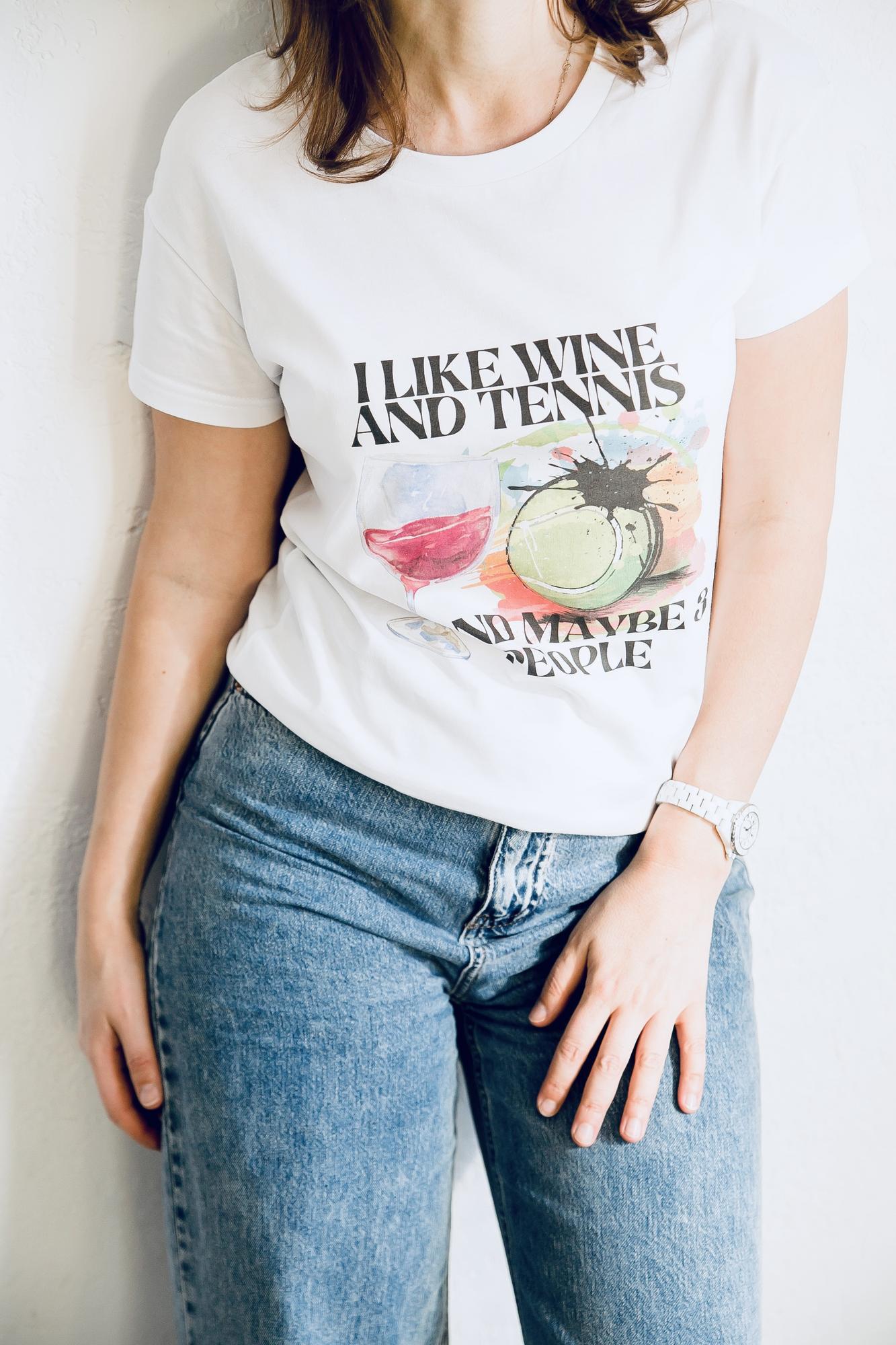 Футболка “I like wine and tennis..”