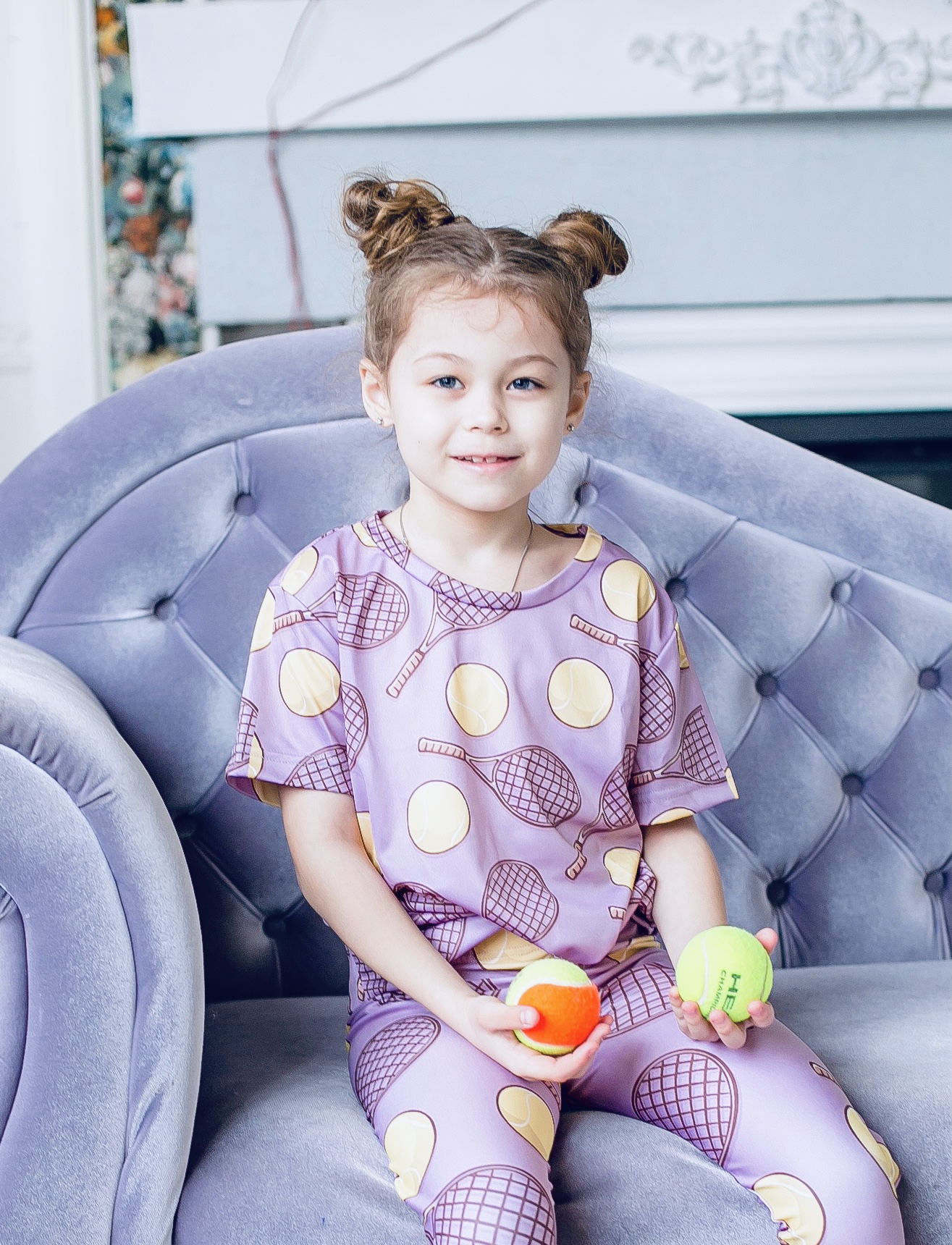 Футболка «мячики/ракетки» розовый винтаж