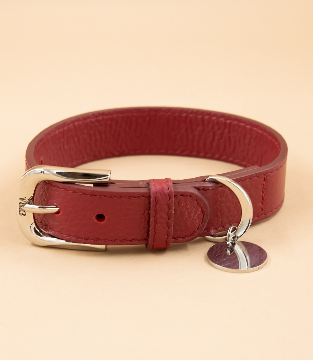 Ошейник кожаный V823 рубиновый Duchessa
