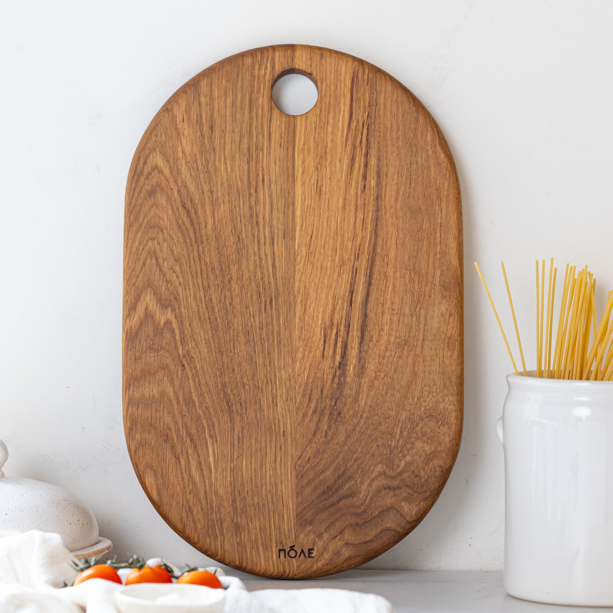 Дубовая доска разделочная овальная большая