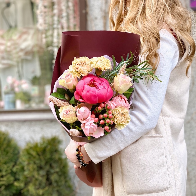 Букет цветов "Розовый мусс"