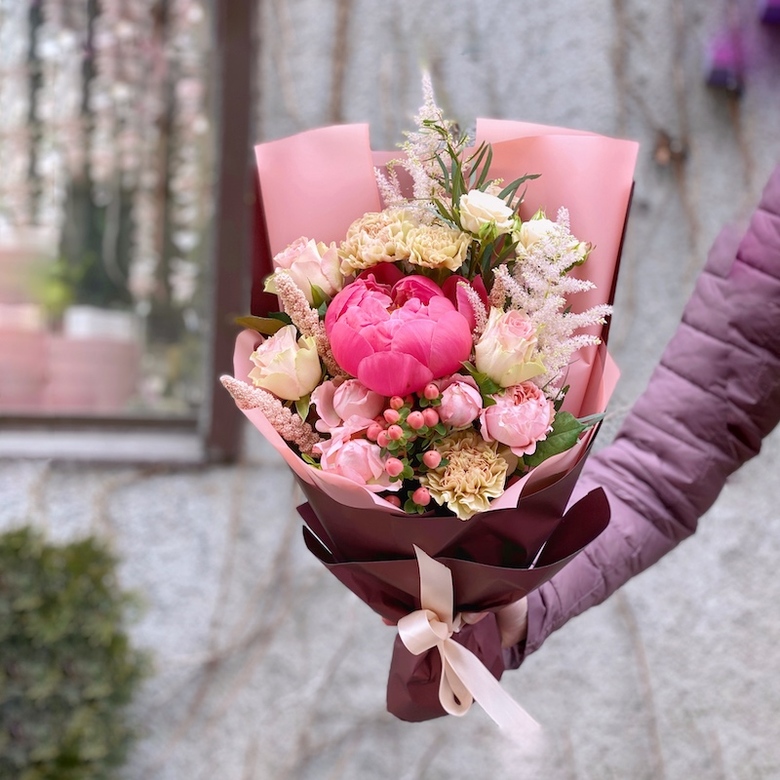 Букет цветов "Розовый фламинго"