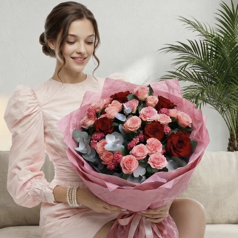 Букет цветов "Коралловое признание"