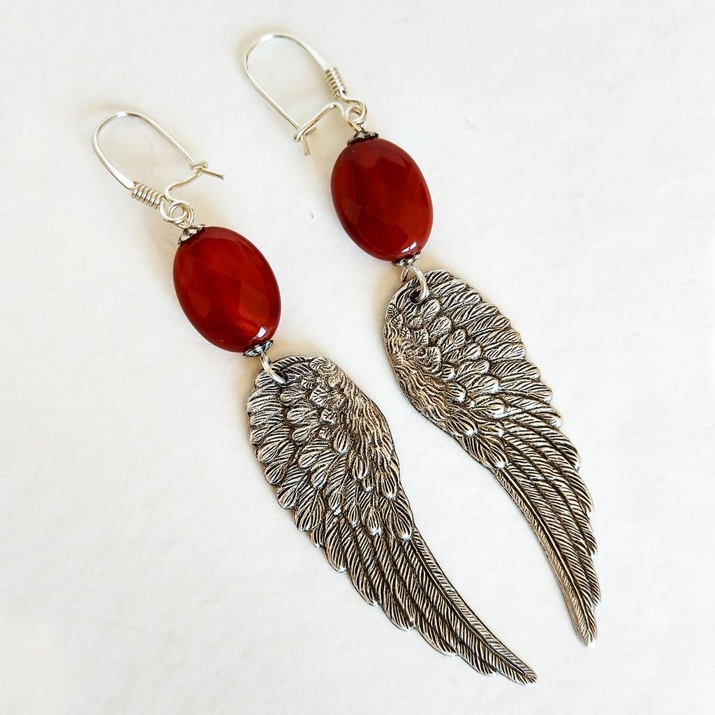 Серьги "Крылья мини" Агат