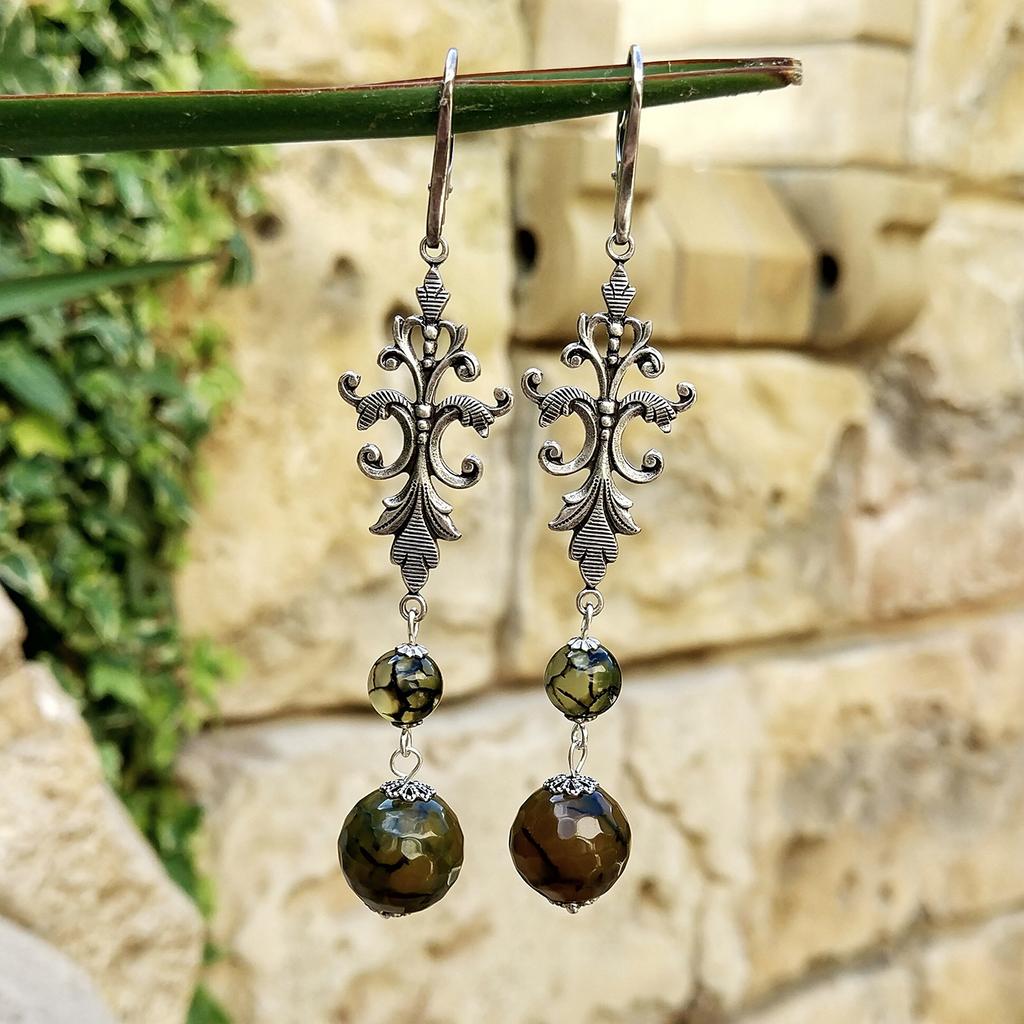 Серьги "Флоретта"  Агат Кракле