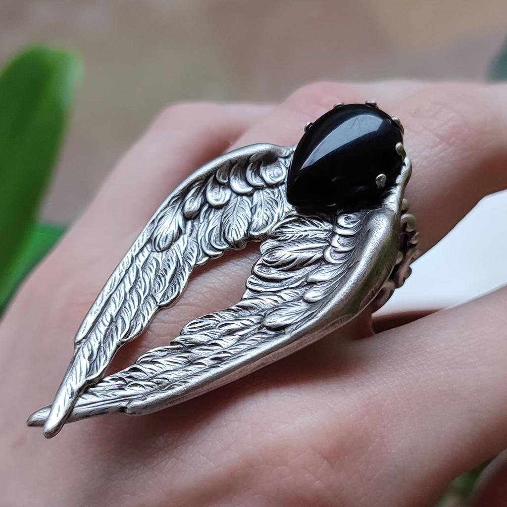 Кольцо "Сердце ангела" Черный оникс