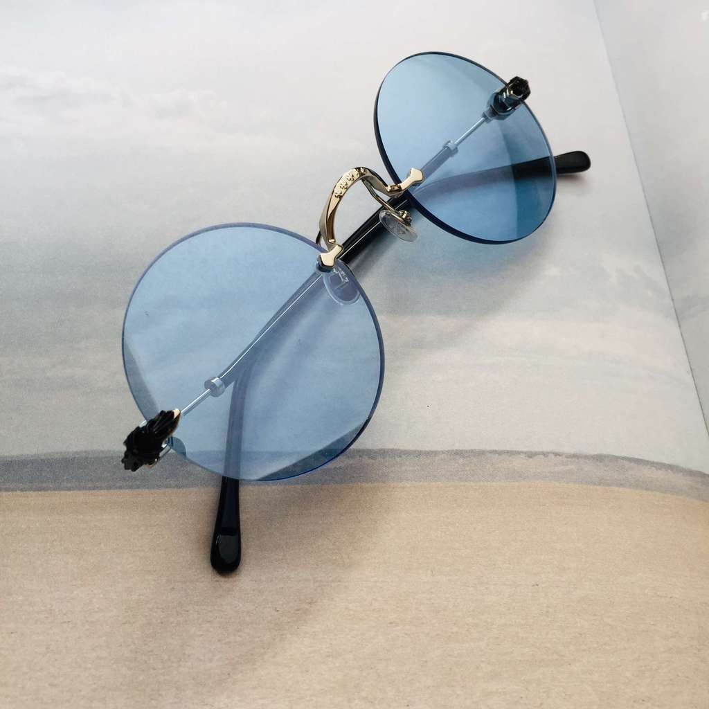 Круглые очки голубые