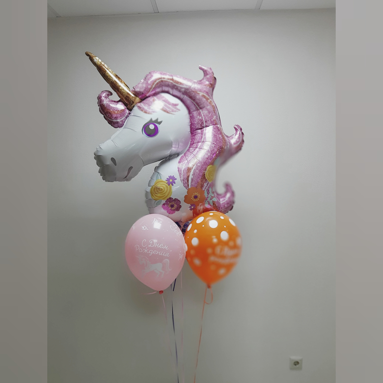 Букет с Единорогом розовый