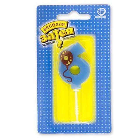 Свеча -цифра "6" Шарик 4,5см/V