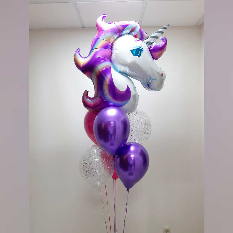 Букет с Единорогом фиолетовый