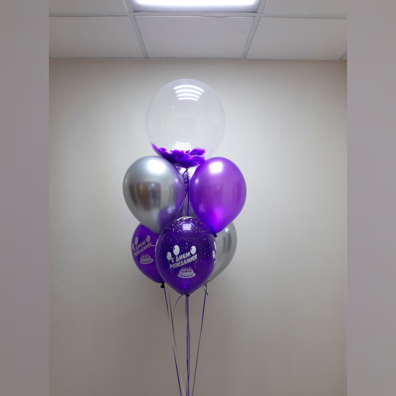 Букет Bubbl и хром шары