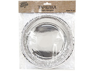 Тарелка фольгирован серебряная 23см 6штG