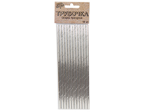 Трубочка д/кокт фольгиров серебр 12шт/G