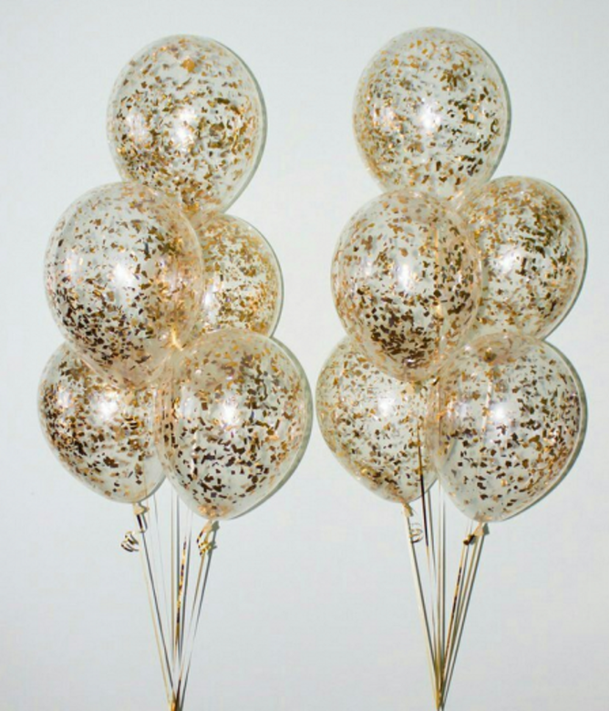 Шары с конфетти золото 35 см