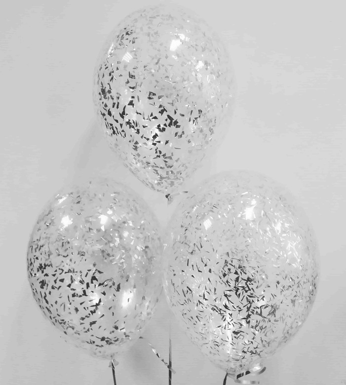 Шары с конфетти серебро 35 см
