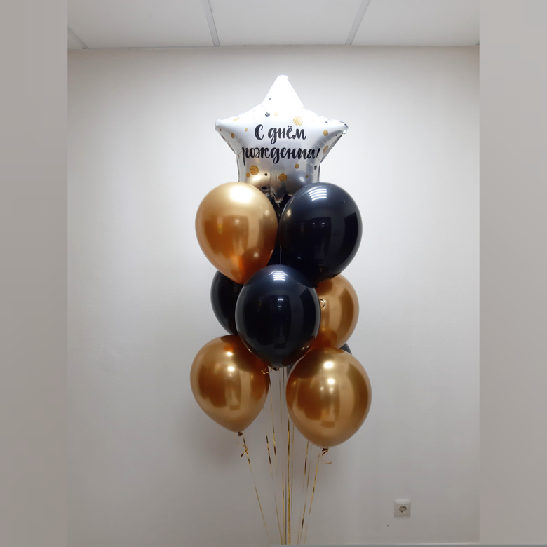 Букет звезда и 9 шаров