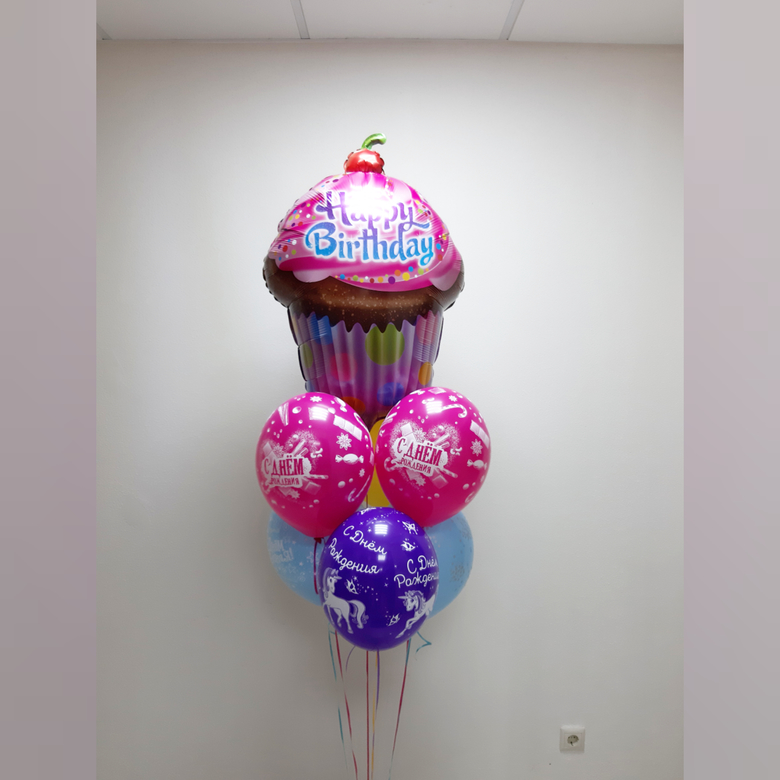 Букет Кексик и 6 латексных шаров