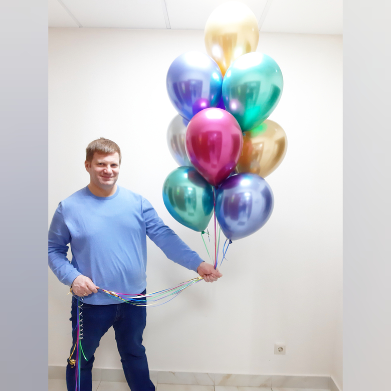 Букет из 10 хром шаров без груза